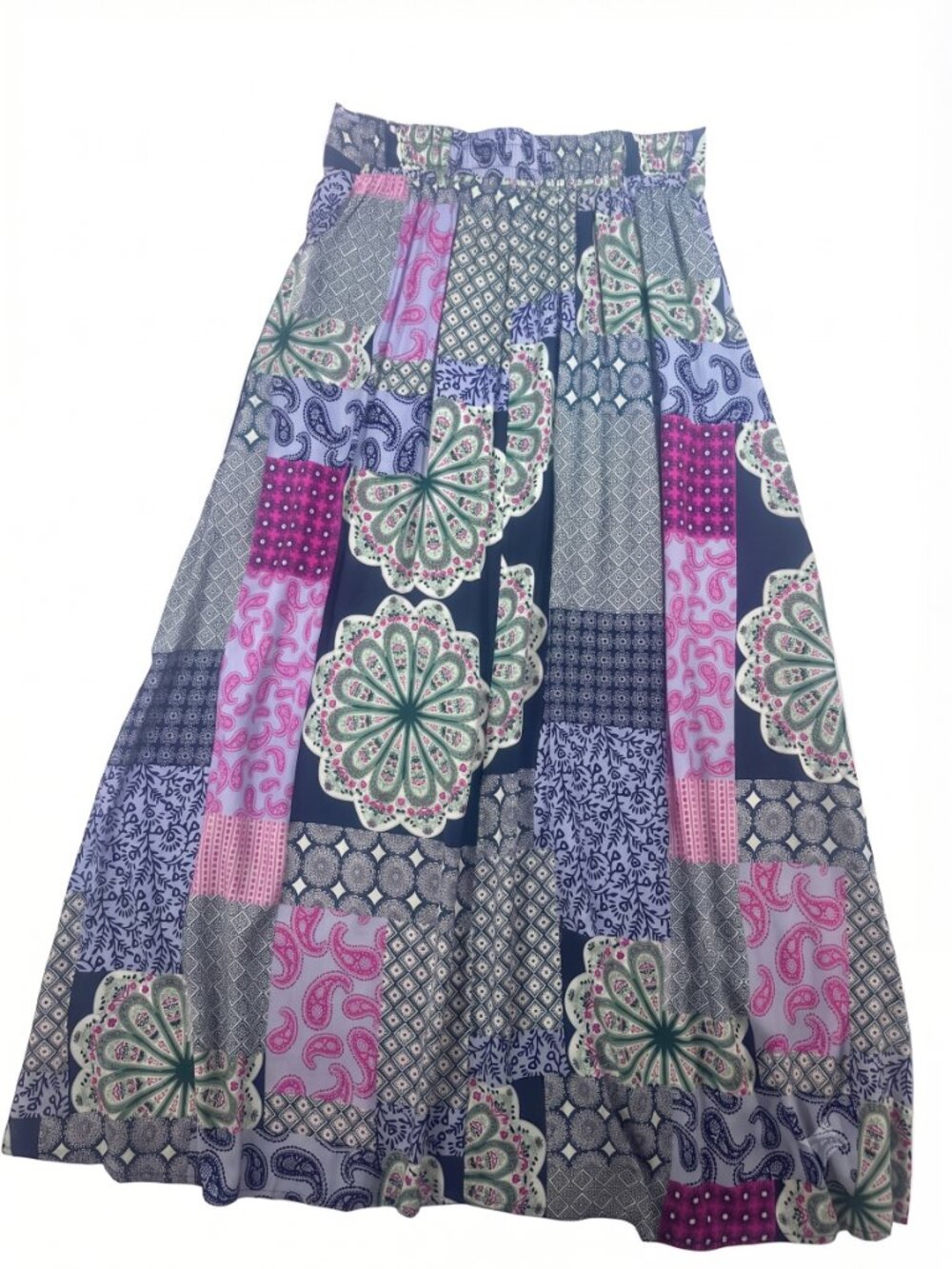 Papillon Patchwork Print Maxi Skirt Boho ~  Medium - Picture 3 of 3